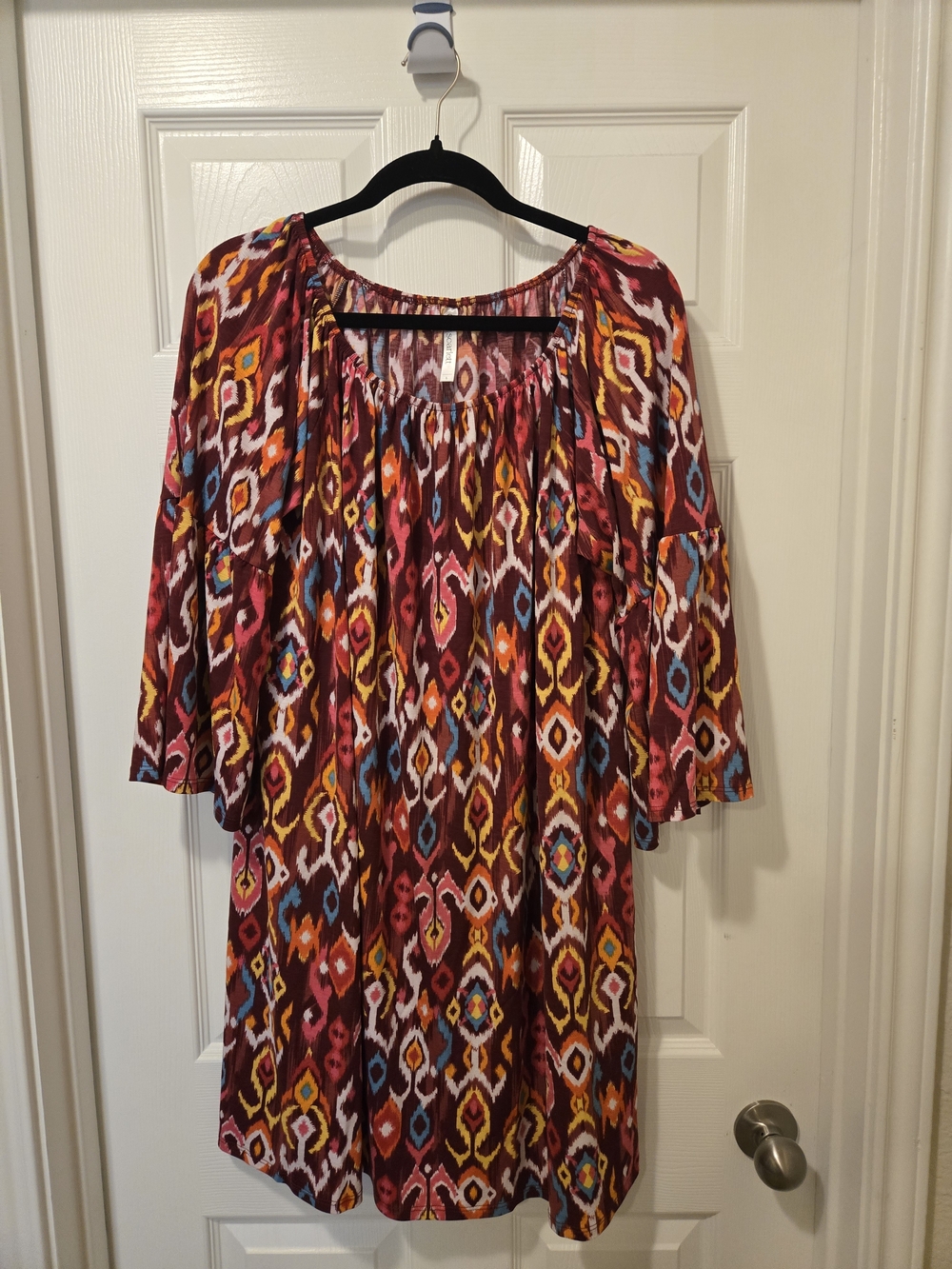 Scarlett Multicolor Ikat Midi Dress — Red, Pink, Yellow, Blue
